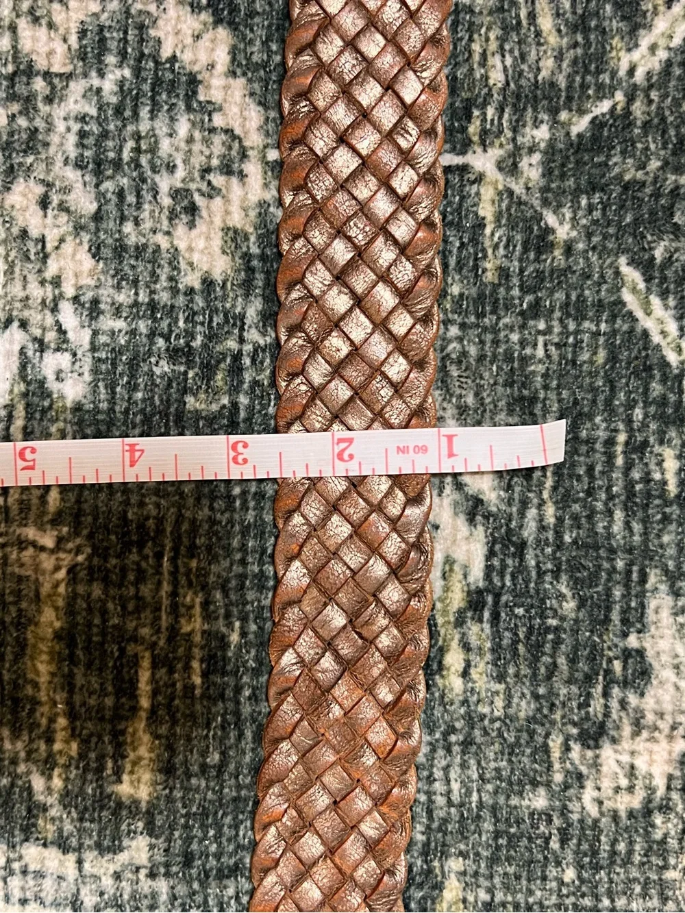 Vintage Fossil Metallic Bronze Woven Leather Belt Size Medium Boho Y2K Wide